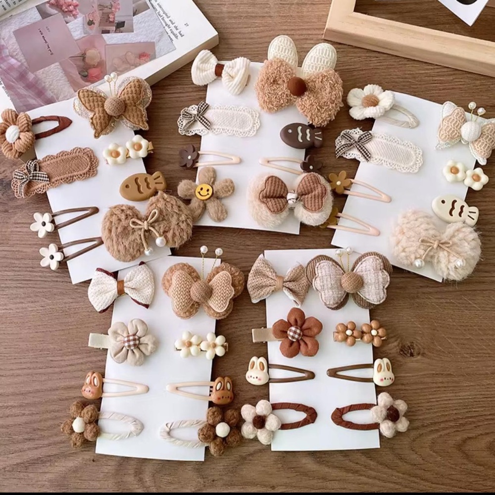 Cute Beige and Brown Hair Accessories Set